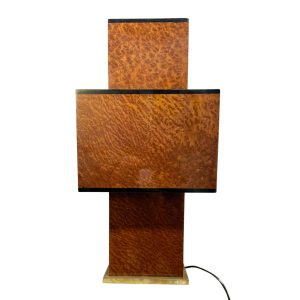 Italian Mid Century "Love" Wooden Table Lamp by Willy Rizzo
