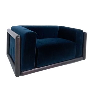 Blue Velvet "Cornaro" Sofa by Carlo Scarpa for Gavina