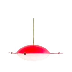 Mid-Century Red Plexiglass Suspension Light