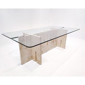 Mid-Century Modern Italian Travertine Dining Table