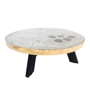 Contemporary Modern Coffee Table by Yann Dessauvages in Brass & Stone