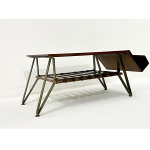Mid Century Modern Italian Coffee Table with Magazine Rack