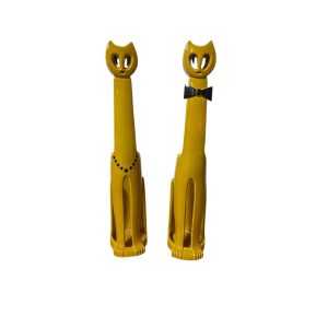 Mid-Century Zsolnay Cat Candle Holders