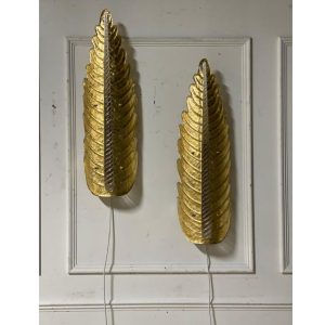 Large Italian Golden-Leafed Wall Sconces
