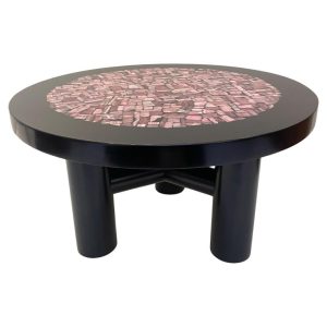 Mid Century Coffee Table in Rhodochrosite & Resin by Etienne Allemeersch