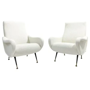 Pair of Italian Mid Century Modern Armchairs in the Style of Marco Zanuso