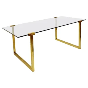 Mid Century Modern Brass & Glass Dining Table by Peter Ghyczy