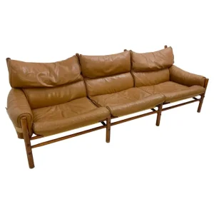 Vintage "Kontiki" Three-Seater Leather Sofa by Arne Norell