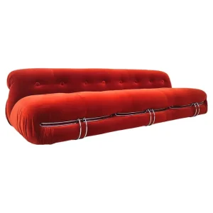 Orange "Soriana" Three-Seater Sofa by Afra & Tobia Scarpa for Cassina