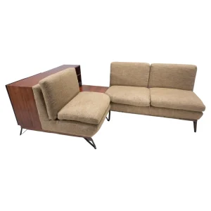 Mid Century Modern Italian Sofa with Built-in Sideboard