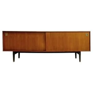 Italian Mid Century Wooden Sideboard with Sliding Doors