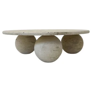 Contemporary Modern Round Travertine Coffee Table