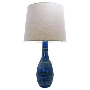 Mid Century "Rimini Blue" Ceramic Table Lamp by Aldo Londi for Bitossi