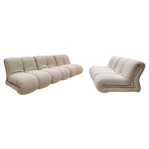 Mid-Century Modular Cream Fabric Sofa by Claudio Vagnoni for 1P Italy, 1960's