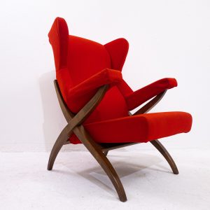 Red Mid Century Modern "Fiorenza" Armchair by Franco Albini for Arflex
