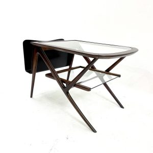 Mid Century Modern Italian Wooden Coffee Table & Magazine Rack
