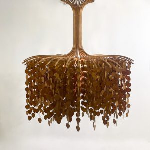 Mid-Century Modern Large Wooden Chandelier, Pine Wood,1960s