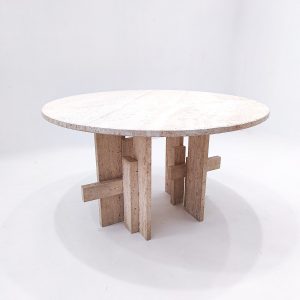 Mid-Century Modern Travertine Dining Table