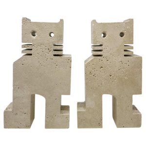 Mid Century Pair of Cat Bookends by Fratelli Mannelli