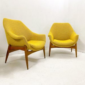 Mid-Century Pair of Yellow Armchairs by Julia Gaubek