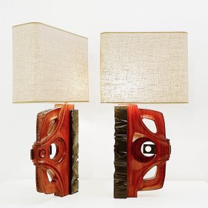 Pair of Sculpted Table Lamps by Gianni Pinna