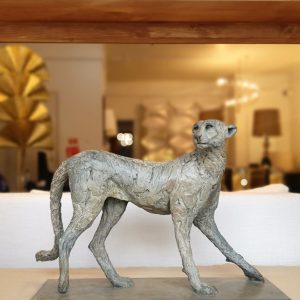 Large Bronze "Cheetah Standing" by Damien Colcombet