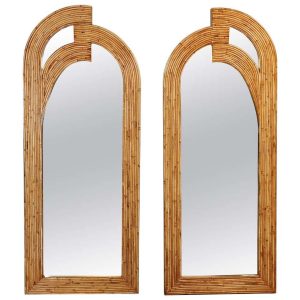 Pair of mid-century Rattan Mirrors
