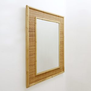 Italian Bamboo And Rattan Mirror, 1970s