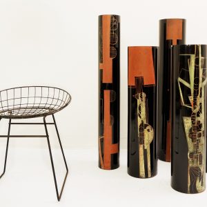 Set of Mid Century Vases by A.Riecke Etched Glass