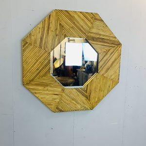 Hexagonal Rattan Frame Mirror