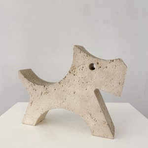 1970's Travertine Dog Sculpture by Fratelli Mannelli